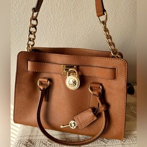 Michael Kors Brown Saffiano Leather Hamilton Tote